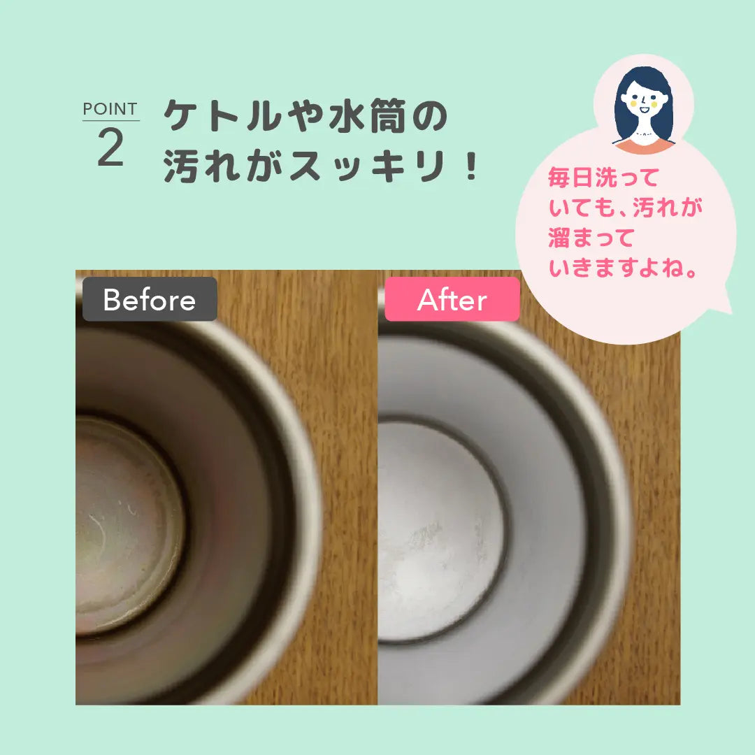 ケトルや水筒の汚れがスッキリ!