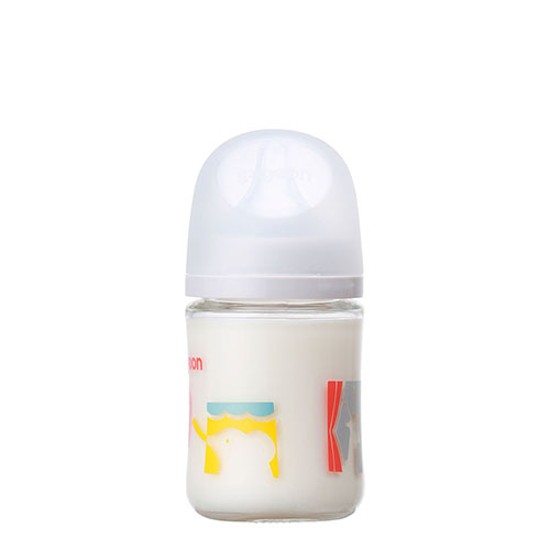 母乳実感哺乳びん 耐熱ガラス160ml (Zoo) フタつき