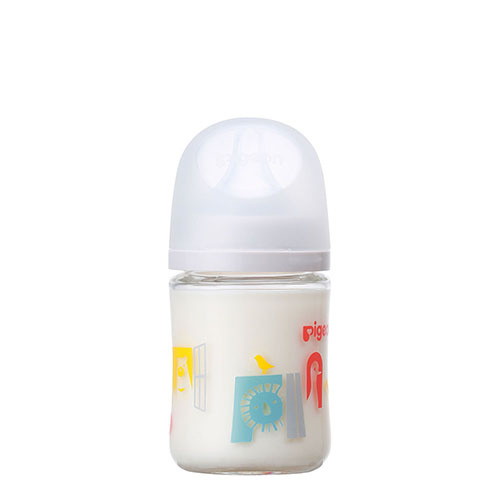 母乳実感哺乳びん 耐熱ガラス160ml (Zoo) フタつき