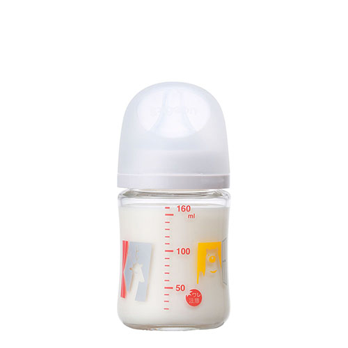 母乳実感哺乳びん 耐熱ガラス160ml (Zoo) フタつき