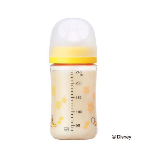 母乳実感哺乳びん プラスチック 240ml (Disney)　目盛り